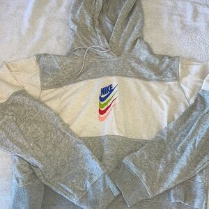 Nike Grey/White Crop Sweathshirt Size Large